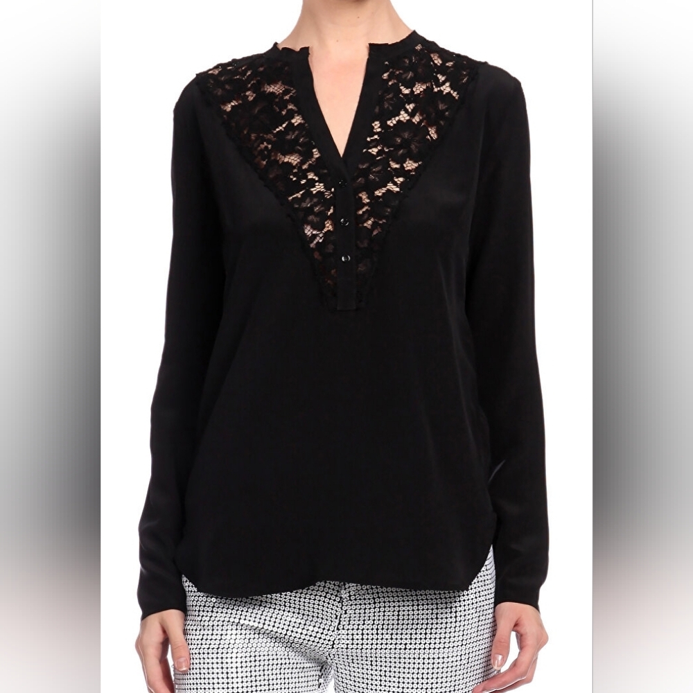 SANDRO | $240 Silk & Lace Blouse - Picture 2 of 5